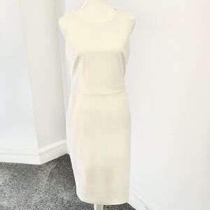 Lulus Dress Womens Medium White Knee Length Lined Grommet Lace Back Pencil